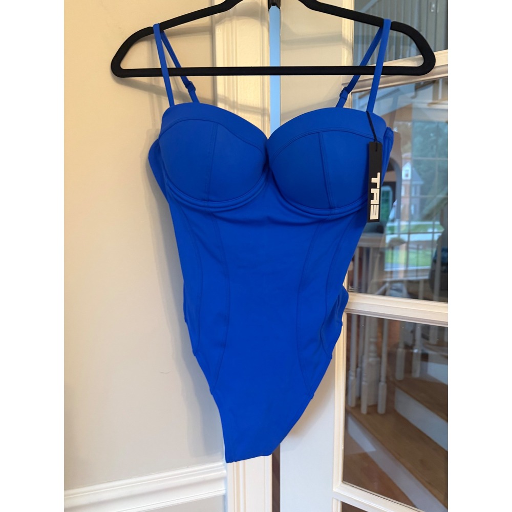 TA3 Hi Cut Pushy One Piece Swimsuit Sapphire Blue Lace Up Back L Short B/C Cup